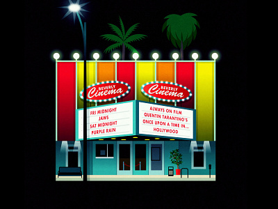 Beverly Cinema 1950s beverly beverly cinema california cinema film hollywood los angeles marquee movie theater movies palm trees quentin tarantino retro sign theater theatre