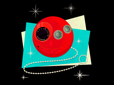 1970's Panapet Radio 1970s art ball chain design digital drawing illustration music music art panapet panasonic radio red red panapet retro vintage vintage radio