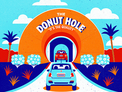 The Donut Hole art print bakery california donut donut hole donut shop drive through fiat for sale illustration la puente los angeles print retro retro design sign the donut hole vintage vintage sign