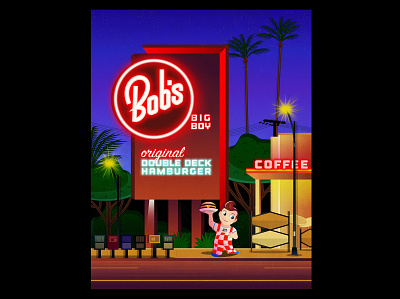 Bob's Big Boy 1950s 50s americana big boy bobs bobs big boy burbank burger california coffee coffee shop diner for sale los angeles neon neon sign prints restaurant vintage la vintage sign