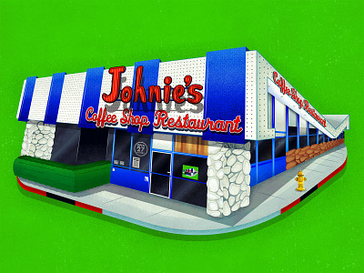 Johnie's Coffee Shop 1950s 50s diner diner fairfax fairfax ave fairfax district fan art illustration johnie johnies johnies coffee shop la landmark los angeles miracle mile prints by jane restaurant retro vintage la wilshire wilshire boulevard