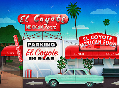 El Coyote art beverly beverly blvd digital art el coyote fan art hollywood illustration los angeles mexican food mexican restaurant once upon a time in hollywood sharon tate vector art west hollywood