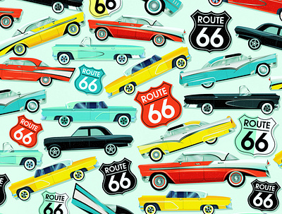 Route 66 Pattern pattern pattern design vector art