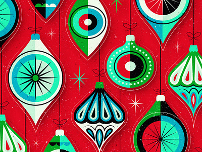 Christmas Pattern 1950s christmas christmas art christmas pattern decor digital art graphic design holiday merry christmas ornament ornaments pattern pattern design pattern designer retro textiles vector vector art vintage wrapping paper
