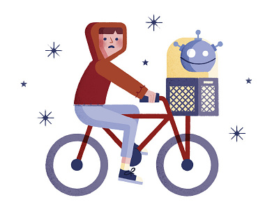 ET bicycle bike et freepik illustration night ride robot stars sweatshirt