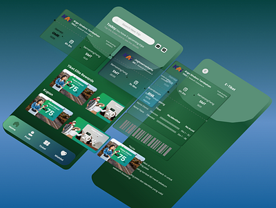 Ticket Mobile App 3d animation ui