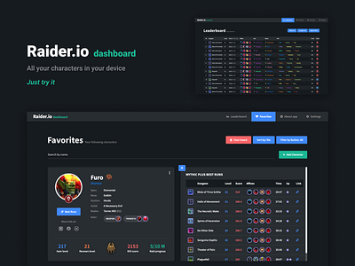 Raider.io dashboard web-app