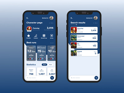 Mobile app design concept for Raider.io service app blue mobileapp mobileappdesign mobileapps mobiledesign mobileui raider.io ui uidesign worldofwarcraft wow