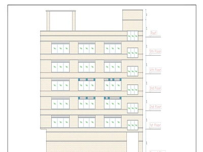 Elevation view of 6 Story Building autocad 2d drawing