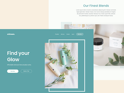 skincare landing page aesthetic calm clean concept design desktop green icon landing page negative space sea green skincare soothing typography ui ux web design