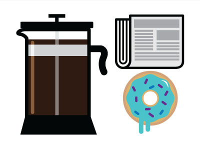 Warmups coffee donut icon illustration newspaper