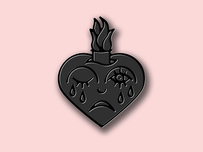 Sacred Crying Heart enamel pin heart traditional