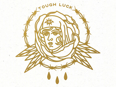 Tough Luck illustration traditional vinyl decal