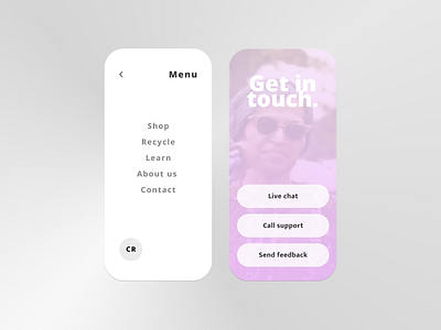 Daily UI | Contact page branding contact contact page dailyui dailyuichallenge design design for women get in touch menu mobile design period cup pink tax rosa parks ui women