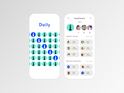 Daily UI | Leaderboard app design blitz brand identity branding challenges checkmate chess chess app daily chess dailyui dailyuichallenge design gaming leaderboard mobile design ui ui design ux visual design visual identity