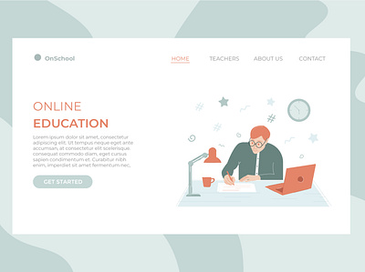 Landing page for online education website design education graphic design illustration landing page learning online student ui university vector