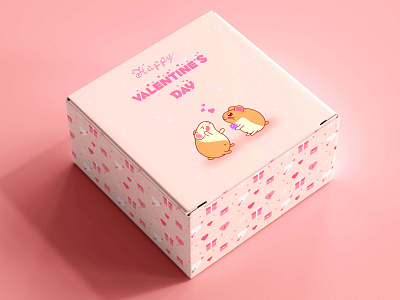 Box "Happy Valentine's Day!" 14 box design february gift graphic design hamster heart illustration love pink present vector