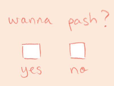 Wanna Pash? greeting card handwritten love survey valentines day card