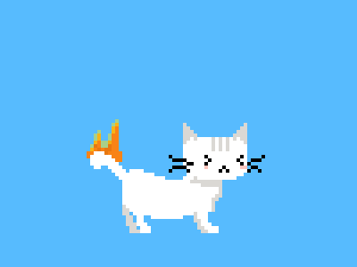 flame kitty animation cat design digital fire flat game gif html5 illustration kitty pixel art