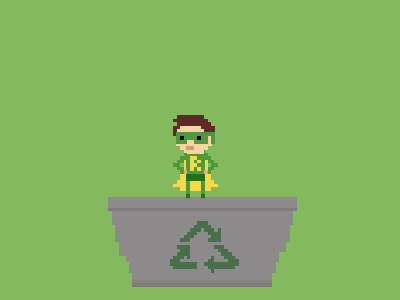 Recyclo animated gif animation digital gif illustration pixel art recycling superhero