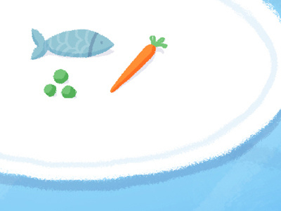 Modest Lunch carrot fish food healthy illustration lunch peas texture