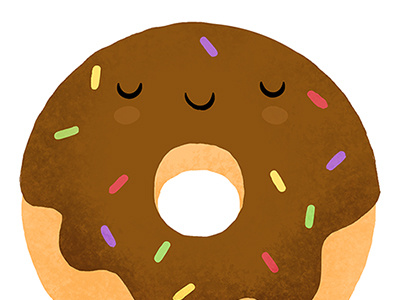 Sleepy chocolate donut chocolate cute donut doughnut illustration kawaii print sleep sprinkles