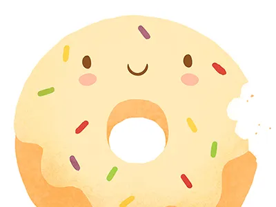 Vanilla donut art character cute dessert donut doughnut food illustration kawaii print sweet vanilla