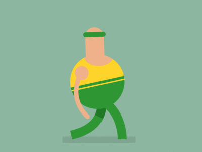 walk cycle gif green and gold digital vector sport character animation character australia australian aussie after effects animation walk cycle