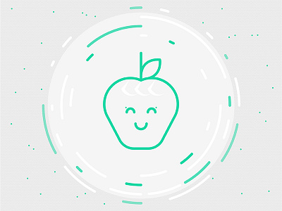 Very happy green apple apple children circle food green green apple happy icon illustration line line art spinning