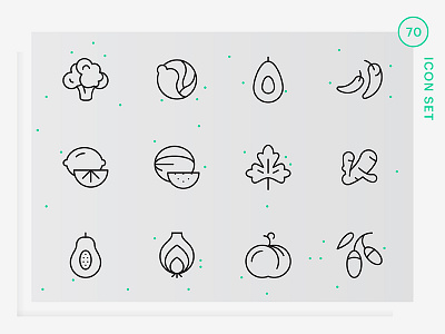 Minimal Food Icon set berries editable food icons fruit herbs icons line nuts outline set spices vegetables