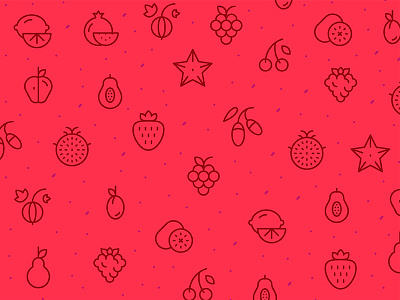 Fruit and berry jam! berry icons cherries dragon fruit icon food icon pattern fruit icon pattern iconography line line goji berry minimal outline outline strawberry red