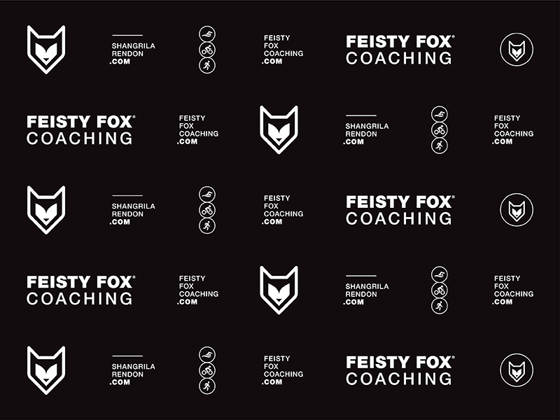 Step and repeat pattern bold type icons swim bike run typography triathlon tri sports logo minimalist fox logo coaching bold athlete branding