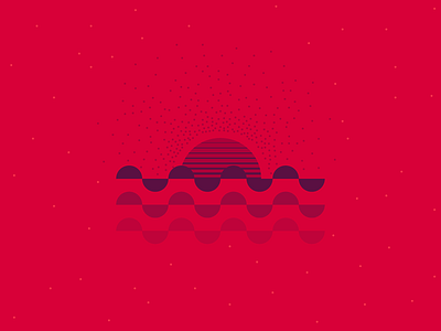 Red sun rising abstract dots geometric illustration minimalism ocean red shapes summer sun sunrise waves
