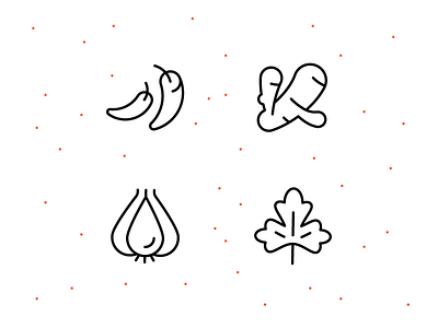Spice icons cilantro icon food icons garlic icon geometric icons ginger icon herbs icons hot pepper icon iconography icons line icons outline icons spices icons