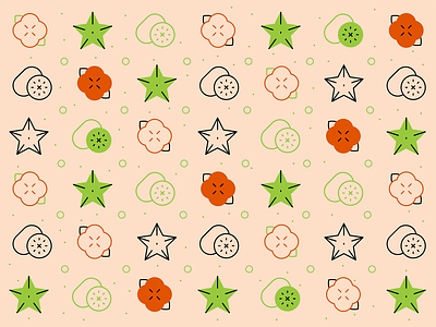 Fruit pattern carambola exotic fruit food icons fruit pattern green illustration kiwi icon kiwifruit line icons orange persimmon icon starfruit icon