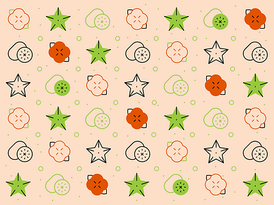 Fruit pattern carambola exotic fruit food icons fruit pattern green illustration kiwi icon kiwifruit line icons orange persimmon icon starfruit icon