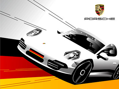 Porsche 911 advertising automobile brand cars digital art illustration illustrator porsche transportation vector art