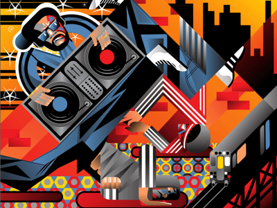 Urban hip-hop abstract break dance city digital editorial graffiti hip hop illustration illustrator rap urban