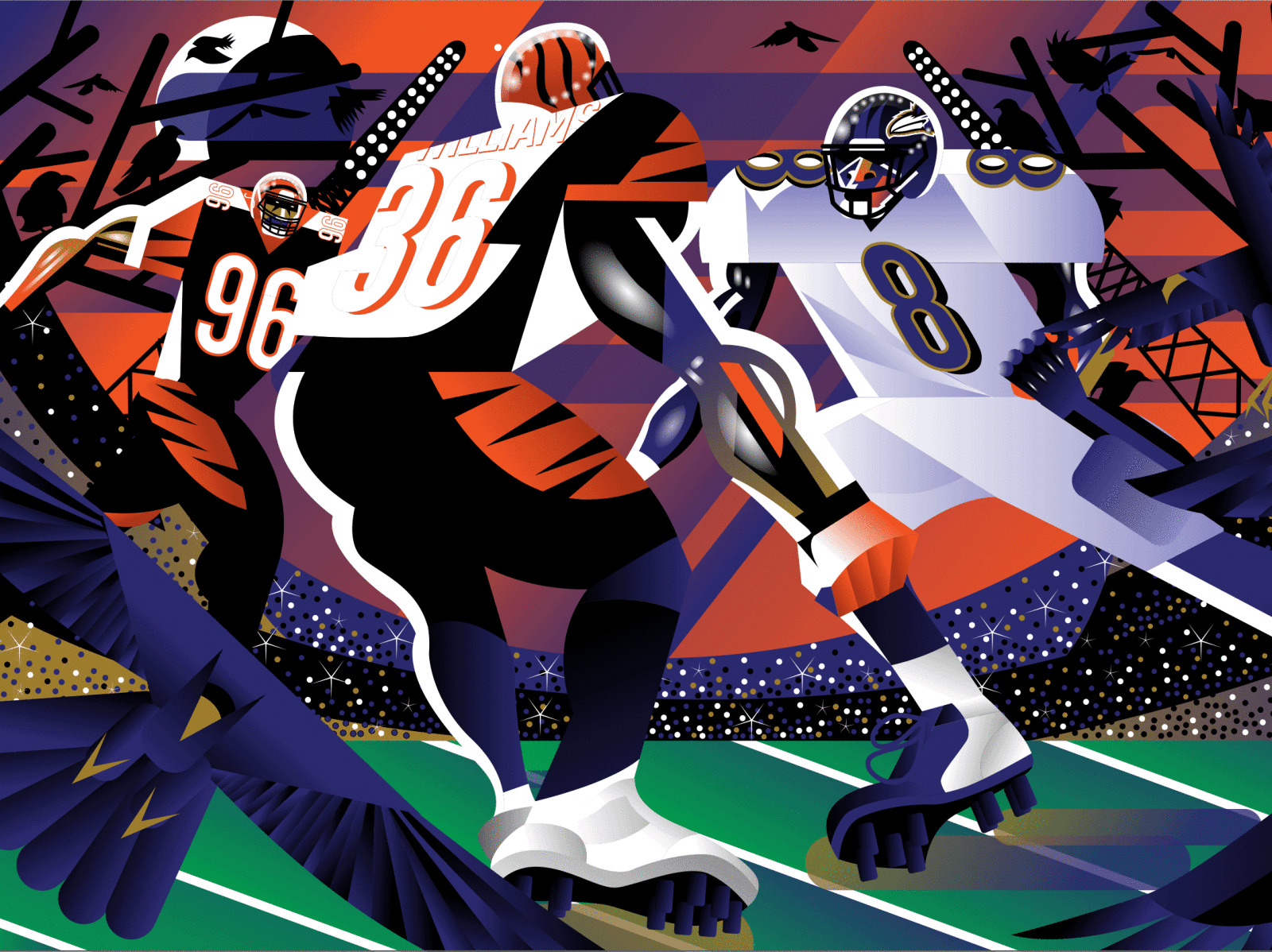 Lamar Jackson abstract baltimore digital editorial football sports vector