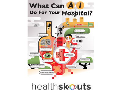 Healthskouts How AI Patient Education abstract ai artificial intelligence contemporary design editorial healthcare illustration illustrator pharma technology vector