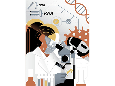 Covid Lab Research abstract contemporary design editorial illustration illustrator logo medicine pharma science technology vector