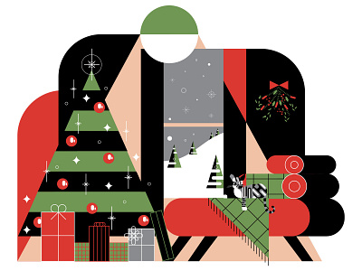 Merry Christmas, Happy Holidays abstract cat christmas contemporary design digital editorial holidays illustration illustrator logo santa vector winter
