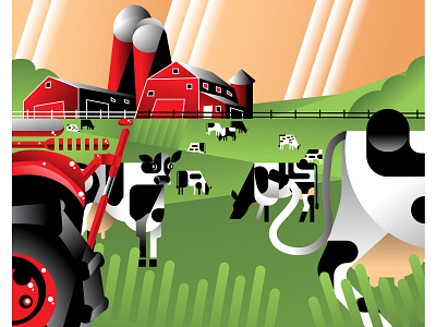 Farm Industry abstract animals contemporary cows design editorial farm illustration illustrator infrastructure vector
