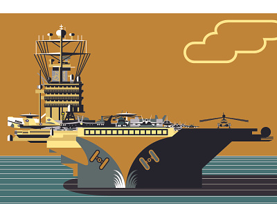 Aircraft carrier contemporary graphic design illustration illustrator military minimalist navy pop power