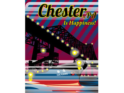 Chester is Happiness illustrator landscape poster vector