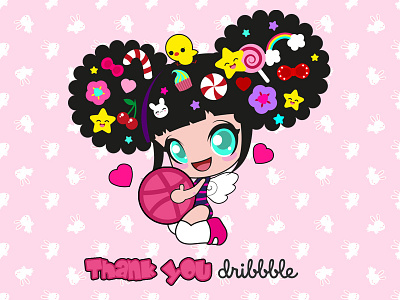 Thank you, Dribbble! angel anime bunny candy chibi cute debut dribbble girl kawaii love manga