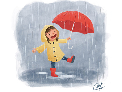 Rain and Happy children design illustration