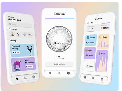 Fitness App app design energy fitness health healthy icon lifestyle mobile mvp sport sports app startup strength training ui uiux ux wellness yoga app