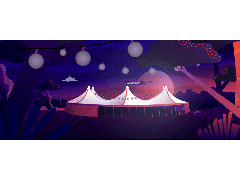 Woodstower music night tree graphicdesign gif forest animation landscape motiondesign illustrator aftereffects illustration