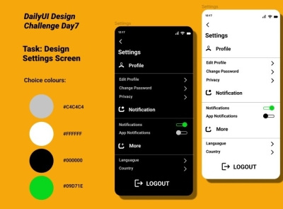 Settings Screen branding graphic design logo ui